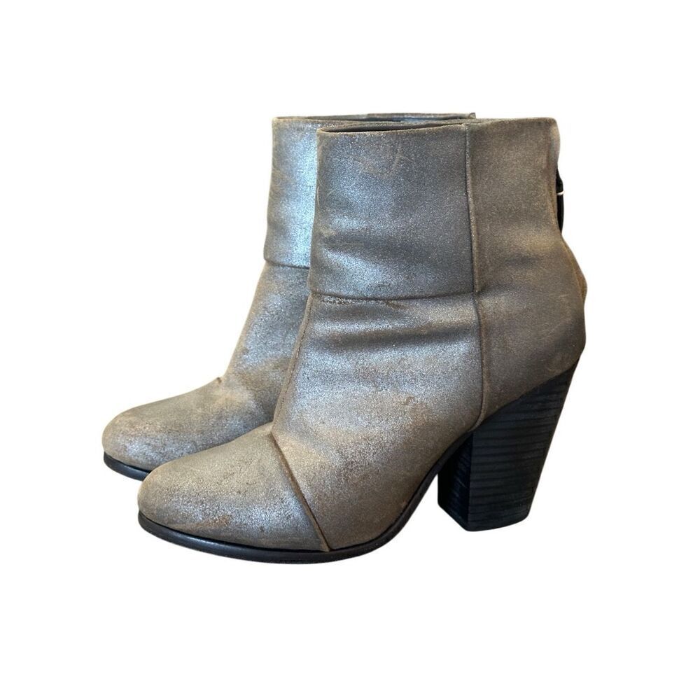 rag & bone Classic Newbury Bootie in Metal Taupe Euro Size 36.5 US Size 6.5